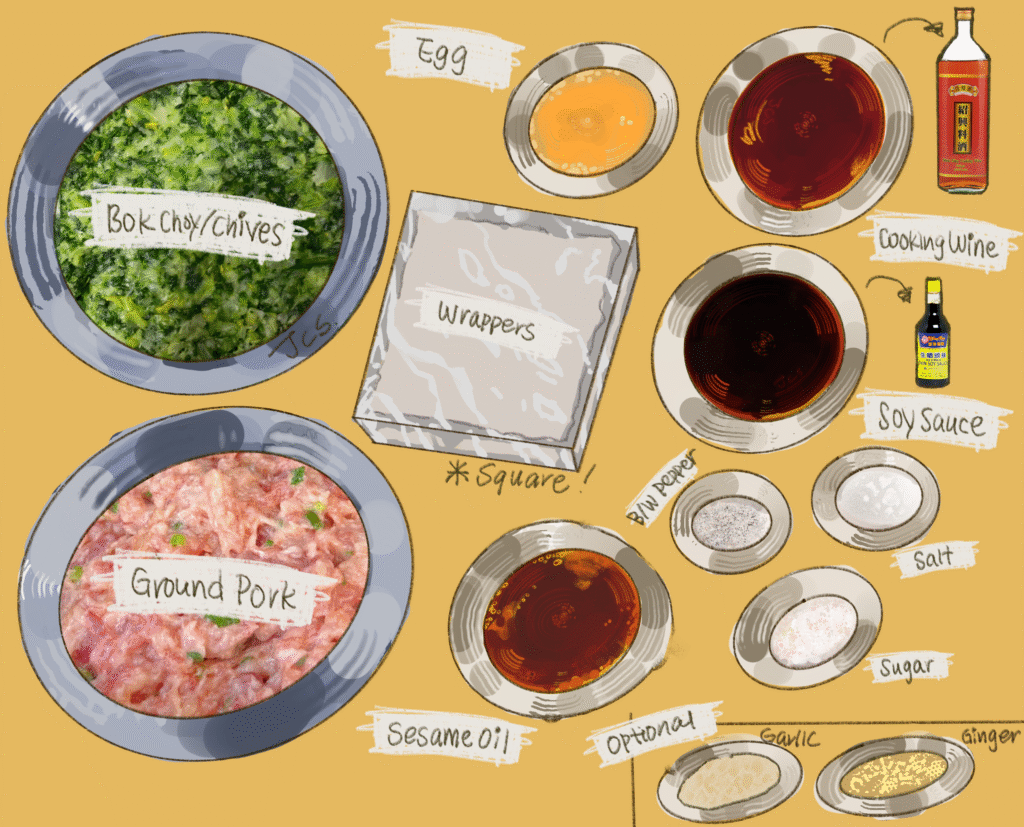 Pork & Bok Choy/Chives Wontons shanghai wonton ingredients